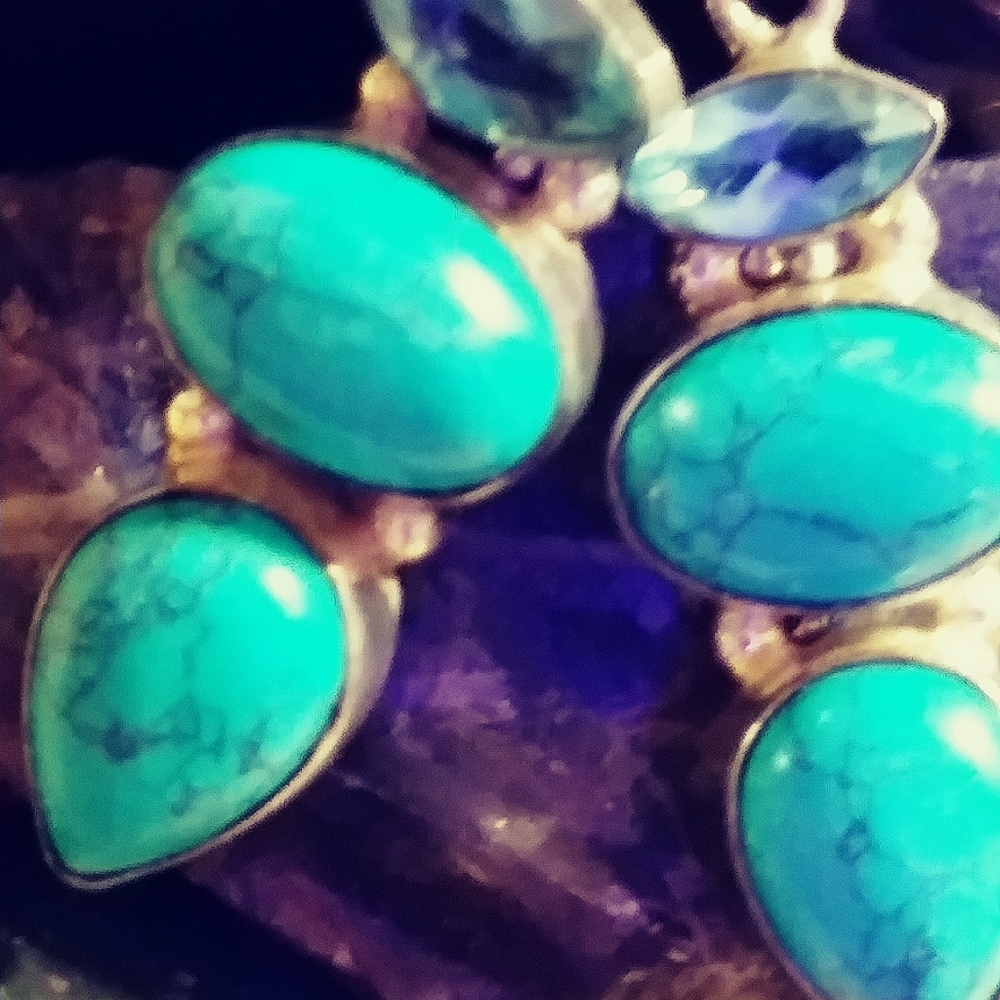🔥KINGMAN TURQUOISE, LONDON BLUE TOPAZ, STERLING HYPOALLERGENIC EAR. 1-1/2" - Picture 11 of 12